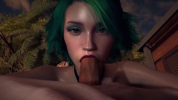 Green Haired Hot Girl Gives A Sloppy Blowjob In Pov  3d Porn